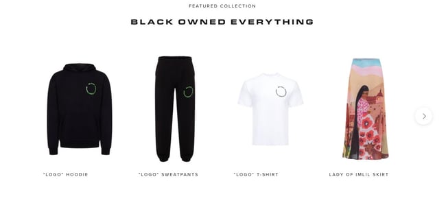 Black owned everything features interactive carousel to display latest product collection 