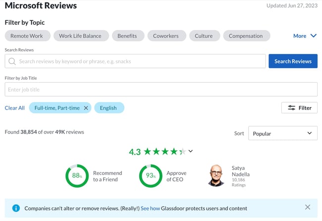 customer review website: glassdorr