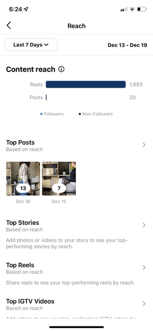 how to use instagram insights: content reach
