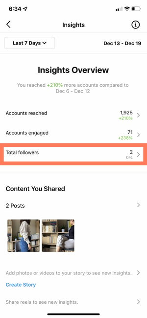 how to use instagram insights: total followers