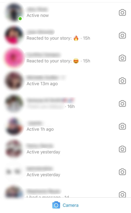 Instagram last online feature in a user's direct messages