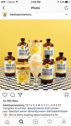 using instagram for business: Halo Top giveaway post on Instagram